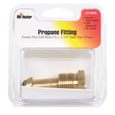 Mr. Heater Mr. Heater 1/4 in. D Brass Excess Flow Soft Nose P.O.L x Male Pipe Thread Propane Fitting F273655